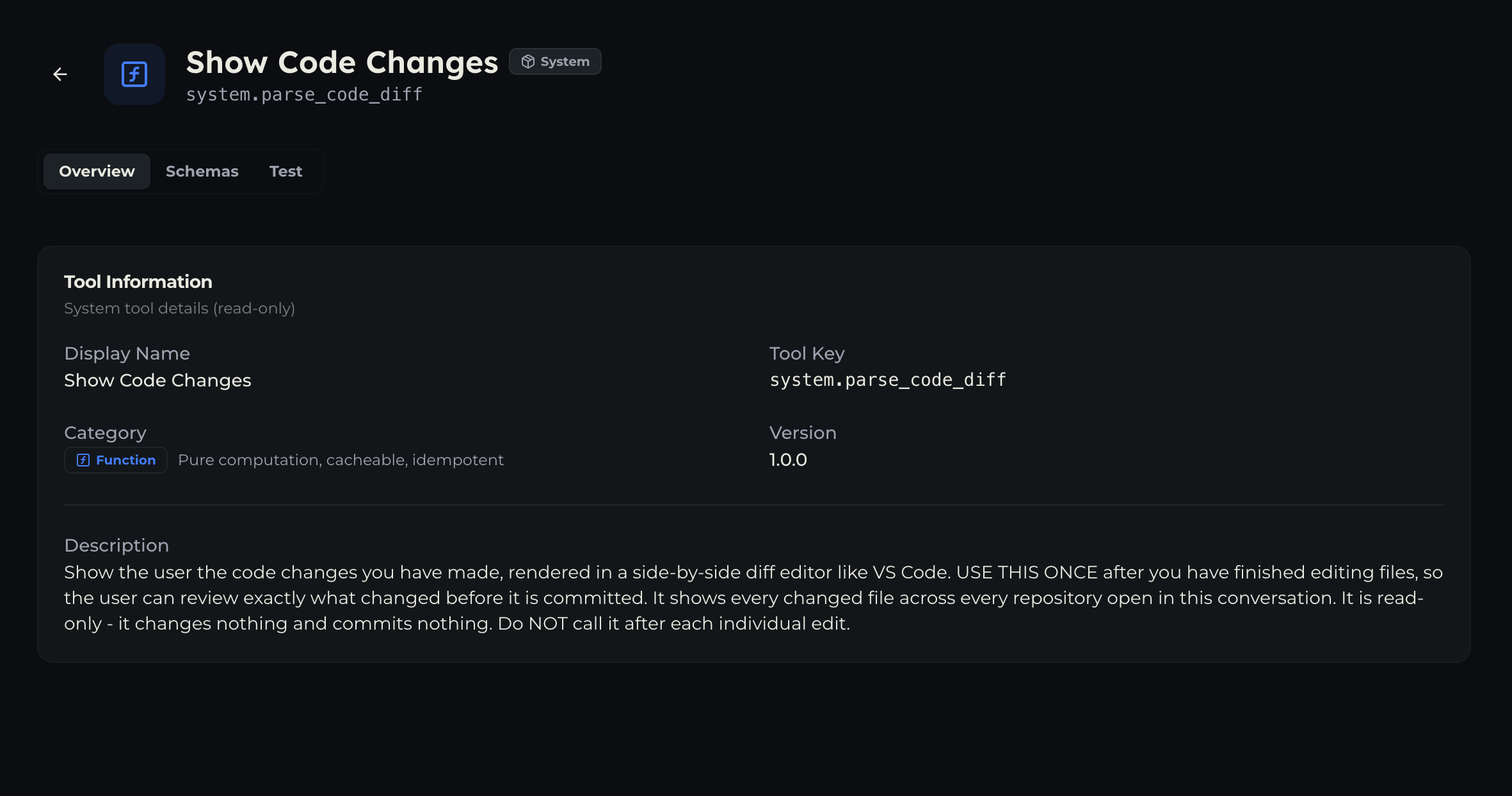 The parse_code_diff tool overview