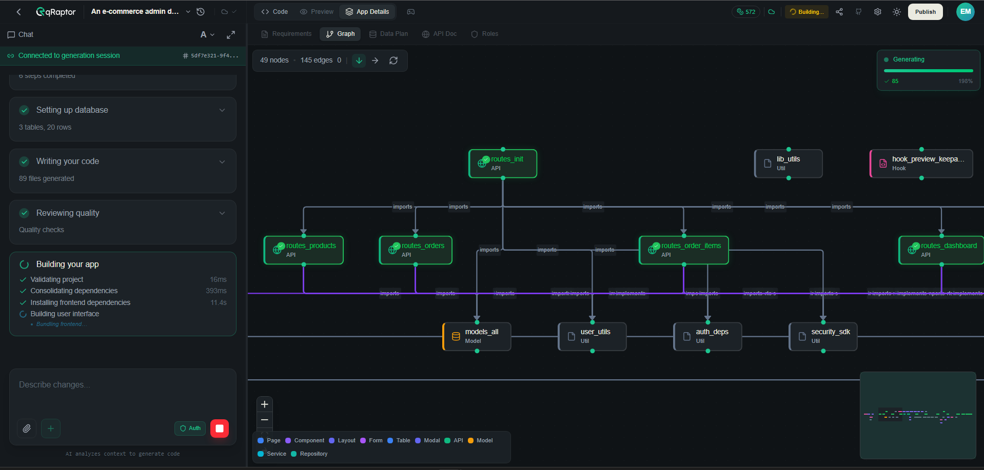 App Details Graph sub-tab showing the app's node structure