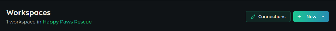 The apps list header with the Connections button next to the + New button